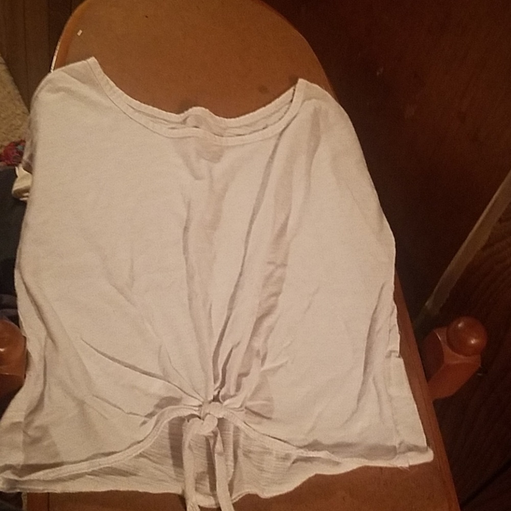 White crop top, front tie